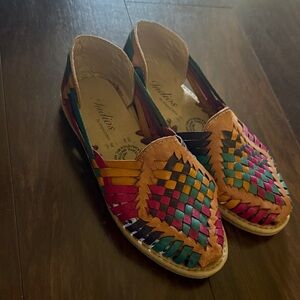 Multicolor Leather Huarache Moccasins - Women's Handwoven Flats